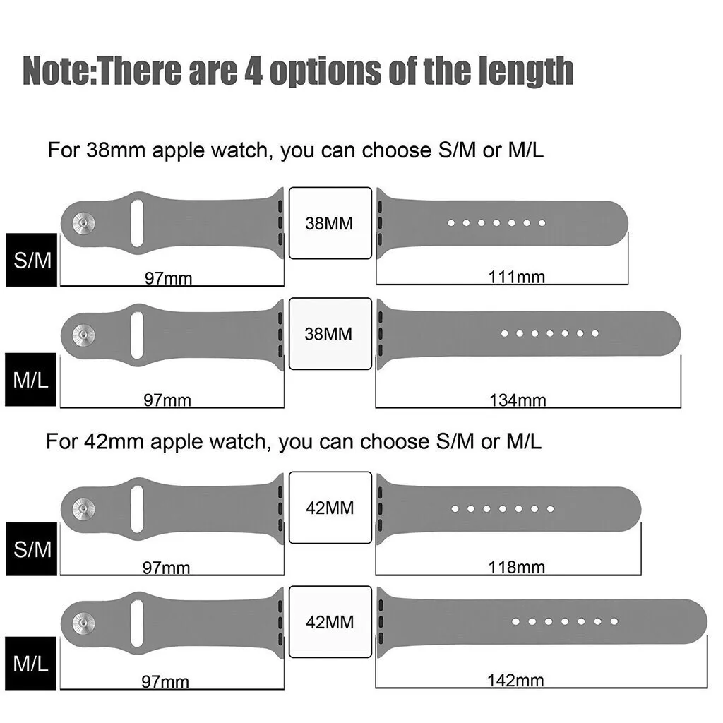 Размеры ремешков apple