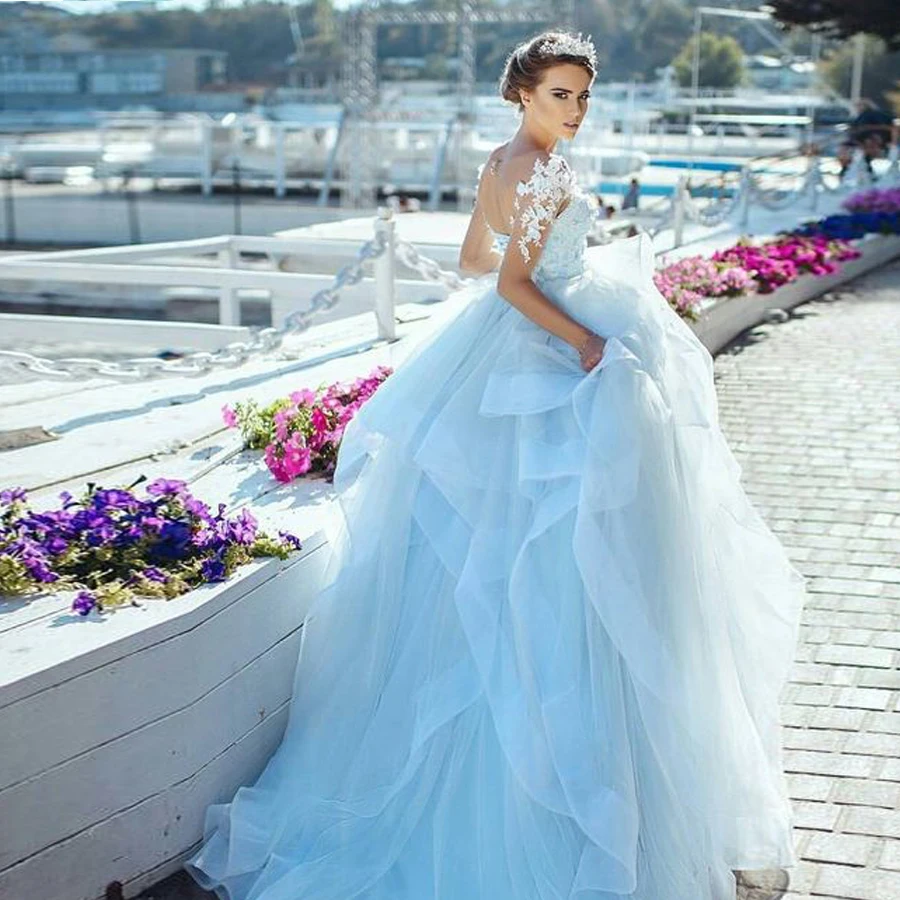 Голубое свадебное платье Габбиано