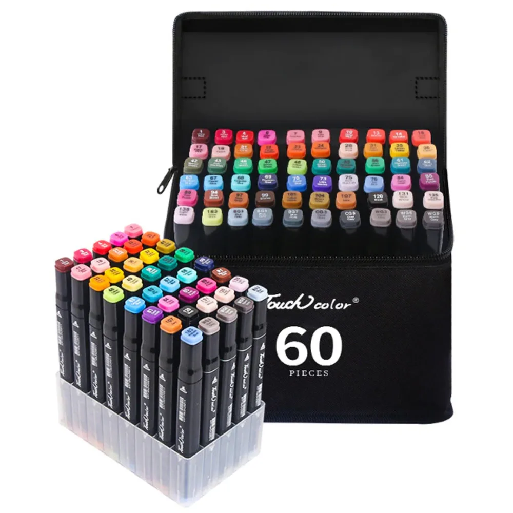 Маркеры с цифрами. Фломастеры. Черные маркеры для 60 цветов. Графические маркеры. Фломастеры 60 штук.